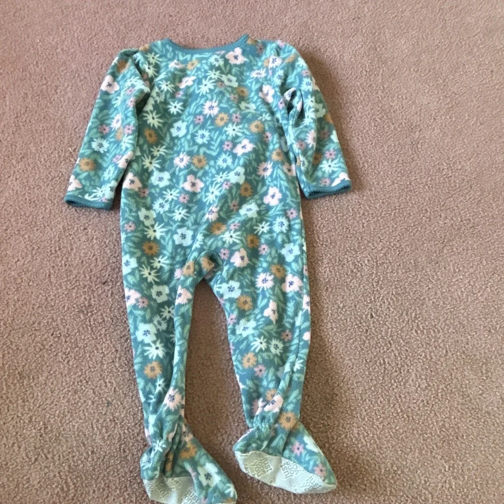 Just One You by Carter's 2T Floral Fleece Footed Zip Pajamas One Piece